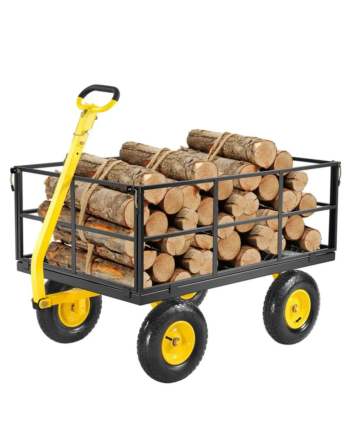 Chariot de Jardin Multi-Usage, Capacité 635 kg, Utilitaire Robuste avec Roues Tout-Terrain et Côtés Amovibles