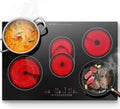 Plaque de Cuisson Vitrocéramique 77cm, 5 Feux, 8500W, Zones Flexibles et Commande Tactile