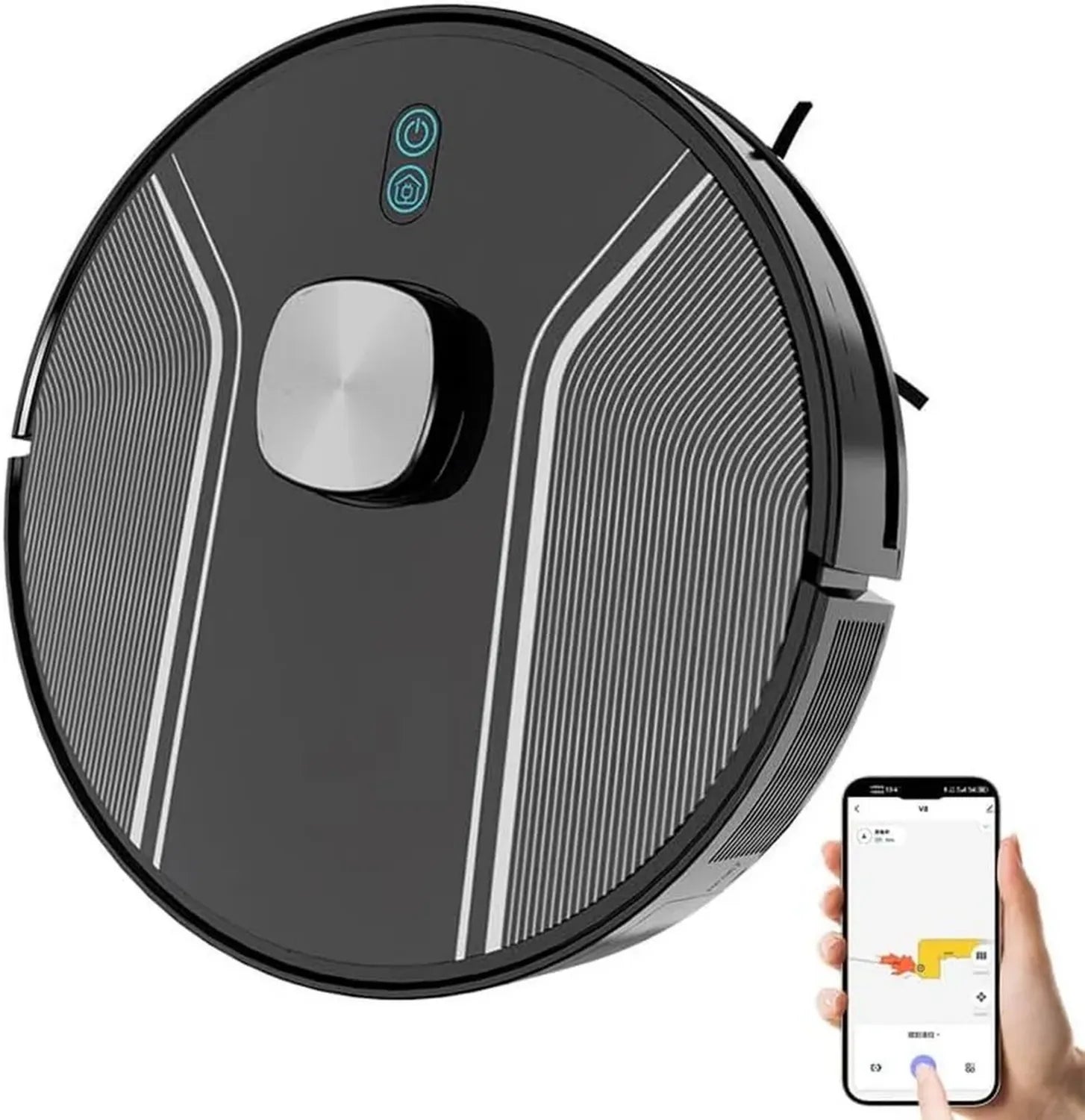 Aspirateur Robot SkyFace Pro avec Station, Navigation Laser, Puissance 3000Pa, Idéal Animaux, Contrôle via App