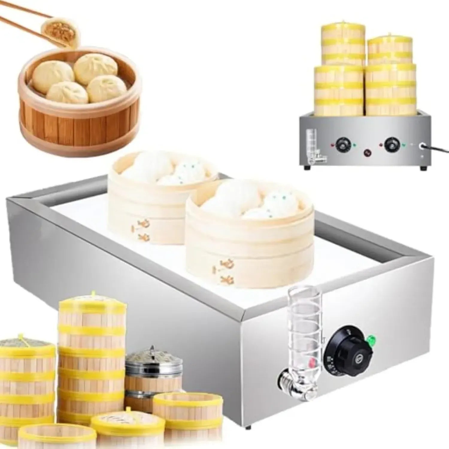 Cuiseur vapeur électrique commercial 30-110°C, 2/4/6 compartiments pour buffet