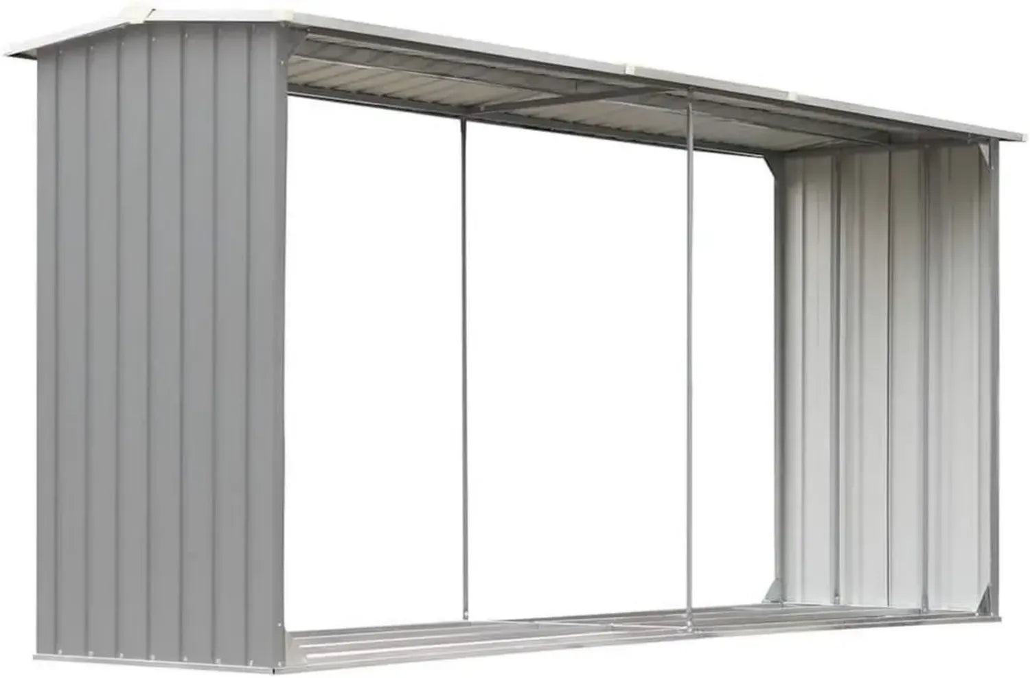 Abri de Rangement en Acier Galvanisé pour Bois 330x92x153cm, Gris