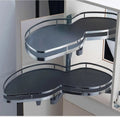 Plateau pivotant d'angle, 2 niveaux antidérapants, fermeture douce, pour armoire de cuisine 900 mm, ouverture gauche ou droite