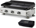 Plancha en Acier Inoxydable à 3 Brûleurs avec Housse - Surface 67x34 cm