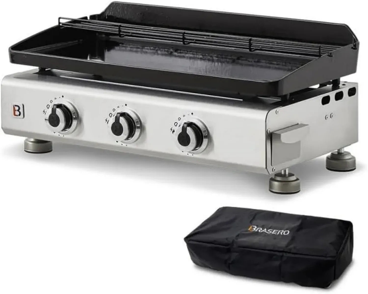 Plancha en Acier Inoxydable à 3 Brûleurs avec Housse - Surface 67x34 cm