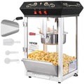 Machine à Pop Corn Électrique VEVOR 850W, Capacité 48 Tasses, Verre Trempé et Accessoires, Nettoyage Facile, Style Cinéma, Noir