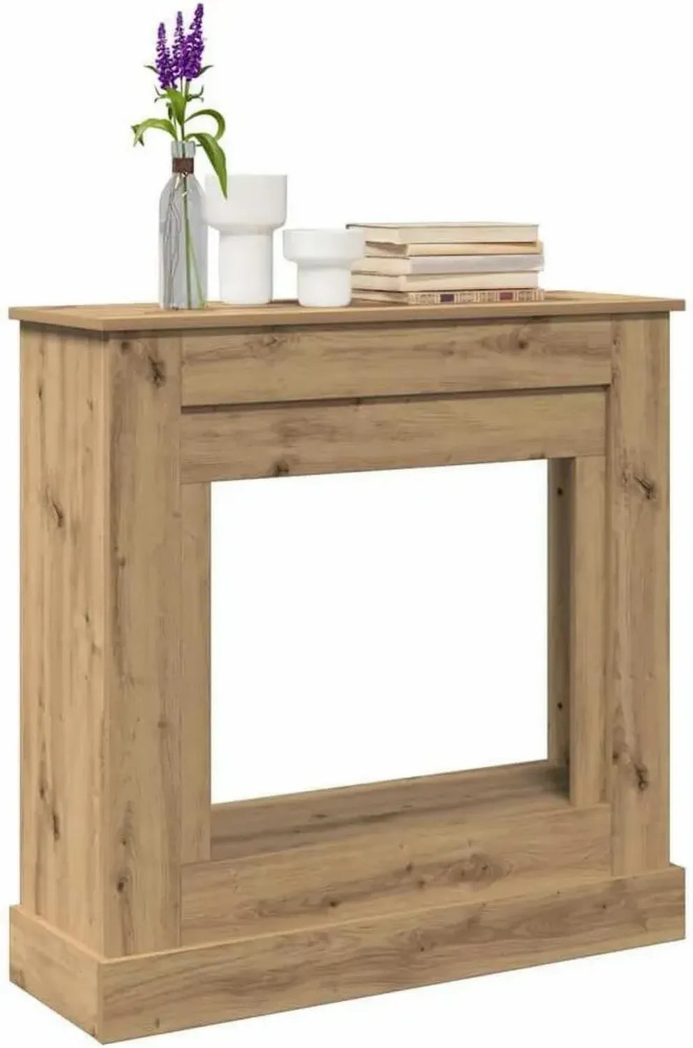 Façade de Cheminée Décorative en Bois de Chêne 90x30x90 cm