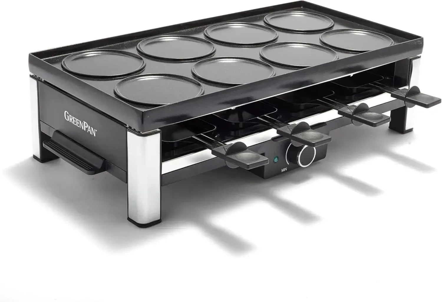 Grill Électrique Raclette 3 en 1 GreenPan pour 8, Surface Réversible et Revêtement Sain
