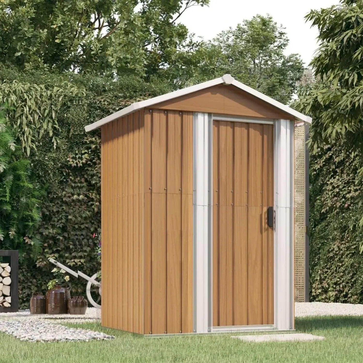 Abri de Jardin en Acier Galvanisé Brun 126x98x177 cm