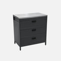 Module de Cuisine Extérieure en Acier Noir avec Trois Tiroirs - 80cm
